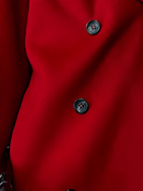 Cape-Style Christmas Red Double-Faced Wool Coat for Women – Elegant Long Scarf-Collar Woolen Overcoat