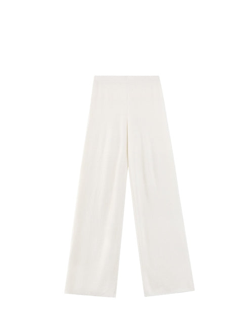 Soft Merino Wool Knit Pants – Ultra-Fine Elastic Waist Knit Trousers with Draped Fit for Women