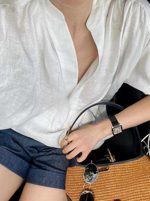 Fashion Outfit Women's Wear2025New White Linen Shirt and Denim Shorts Two-Piece Set,Casual and Relaxed Style