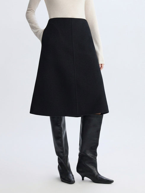 Australian Merino Wool-Cashmere Double-Faced Cape, Vest and A-Line Skirt Set