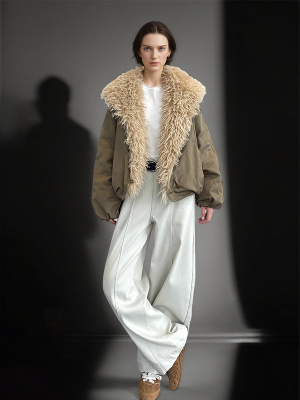 Women’s Plush Oversized Jacket with Large Lapel | Warm Fleece Lined Winter Coat