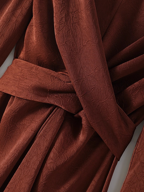 Luxury Shiny Bubble Satin Ruched Wrap Dress for Women – Hand-Pleated Tie-Waist Slim Fit Elegant Outfit