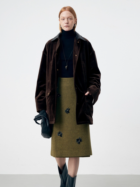 Japanese Hand-Beaded Firework Wool Skirt – Exclusive Custom-Spun Multicolor Premium Wool Blend