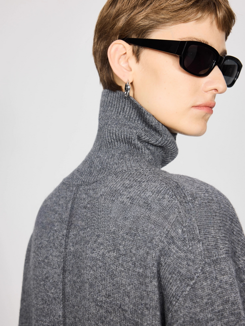 Soft, Lightweight Seamless Wool Turtleneck Mid-Length Sweater | Relaxed ROW-Inspired Oversized Knit