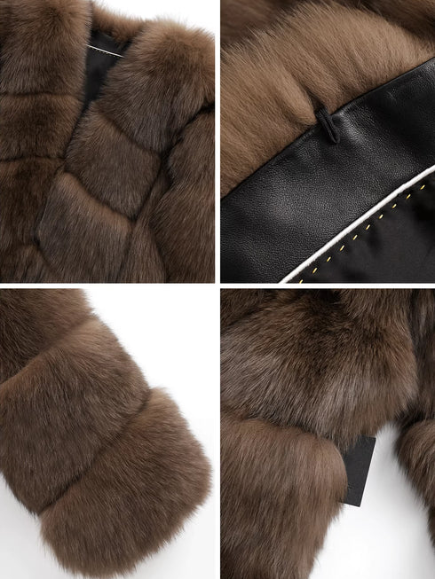 Women’s Mid-Length Fox Fur Coat | Elegant Winter Jacket Inspired by Finnish Saga Furs Style