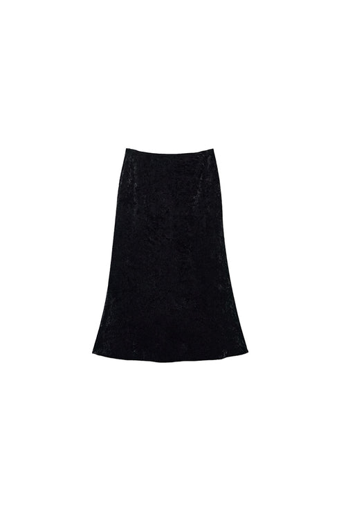 Glimmering Waves Vintage Gold-Flecked Fish Tail Skirt | Stretch Velvet Midi Skirt