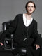 High-End Textured Wool Knit Set for Women – U-Neck Yangzi Yarn Sweater & Stretch Skirt Two-Piece Outfit