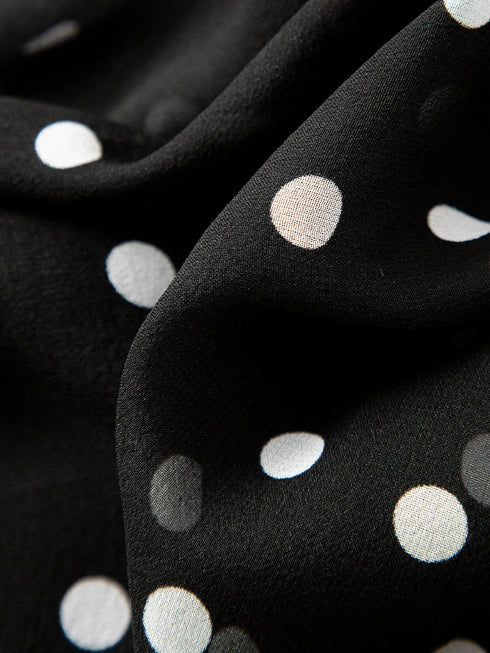 12MM Pure Mulberry Silk Polka Dot Chiffon Blouse | Irregular Hem Ribbon-Tie Women's Shirt