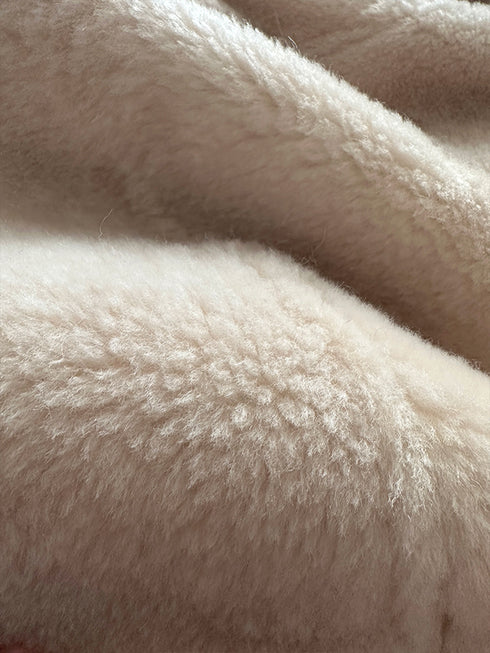 Eco-Friendly Faux Leather & Genuine Wool Shearling Jacket – Plush Flocked Lamb Fur Short Coat for Women