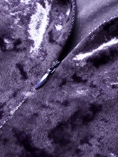 Elegant Purple Velvet Diamond-Touch High-Waist Midi Skirt for Women