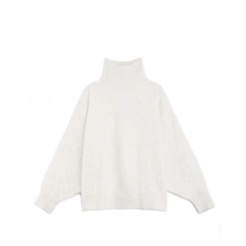 Heavyweight Brushed High-Neck Sweater for Women | Plush Fleece-Like Texture Winter Knit Pullover