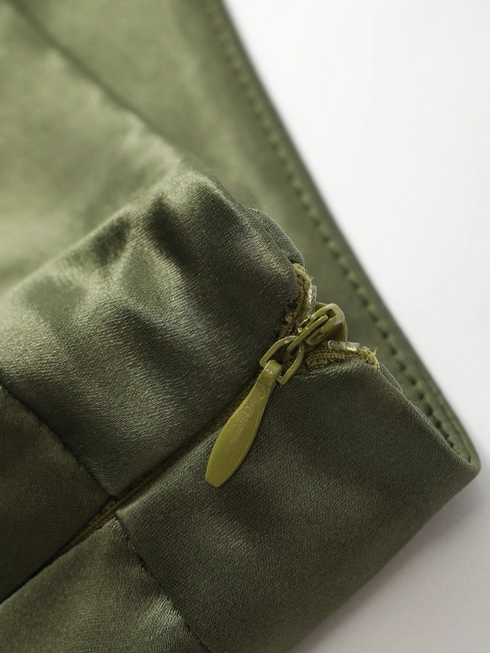 Premium Glossy Acetate Fishtail Skirt for Women — 45° Bias-Cut, Minimalist Draped Slimming Midi Skirt