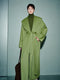 100% Cashmere Double-Faced Coat for Women – “Free Traveler” Overcoat in Lotus Green