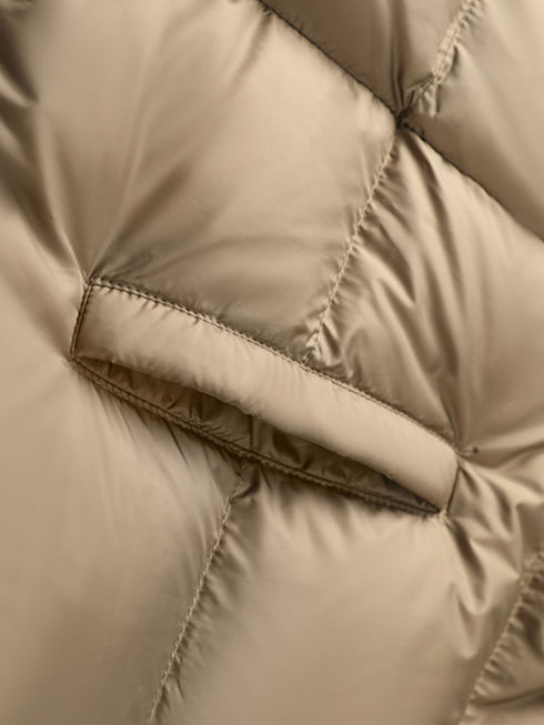 White Duck Down Hooded Puffer Coat – Drawstring Waist, Warm Thickened Loose Fit Winter Jacket for Women