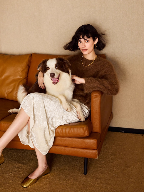 Amber Autumn Shimmer Velvet Mermaid Skirt — Retro Gold-Flecked Stretch Velvet