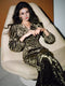 Party Glam Iridescent Diamond-Velvet Dress – Ice-Texture Finish, Flowing Draped Silhouette, Waist-Defining Lantern Sleeves