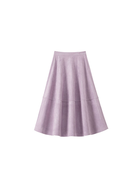 Suede Touch Double-Layer Jacket & Chic Midi Skirt Set – Eco Brushed Fabric