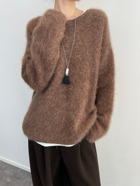 Women’s 100% Wool Hooded Sweater | Soft Brushed Knit Pullover with Loose Relaxed Fit for Winter
