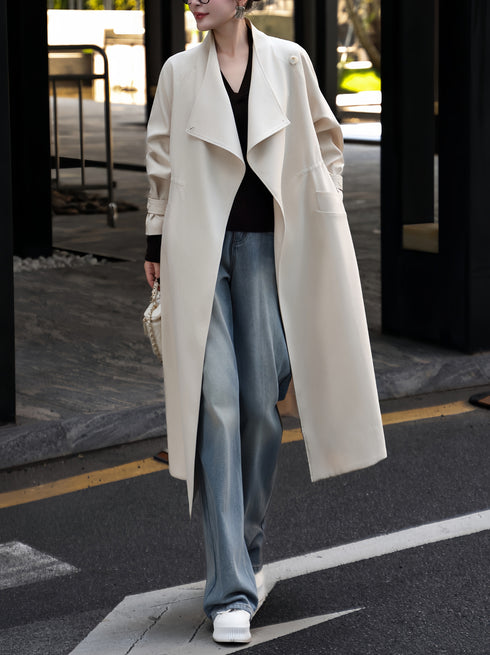 Oversized British Trench Coat – Relaxed Knee-Length Autumn Outerwear