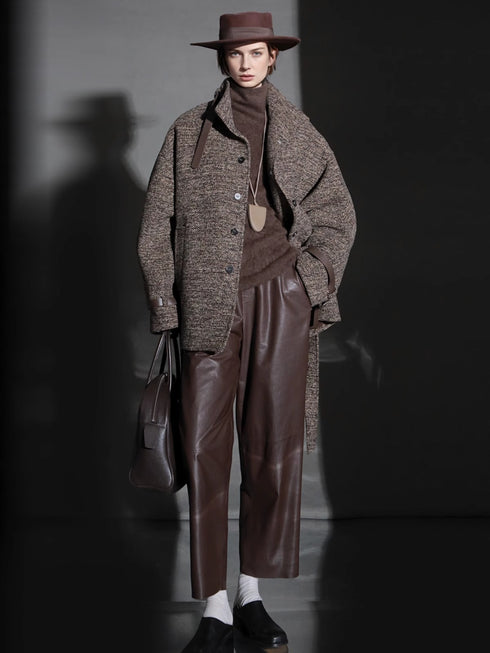 Vintage Stand Collar Wool Coat for Women – Saint Germain-Inspired Trim Design Double-Faced Wool Overcoat, Fall Winter Elegant Outerwear