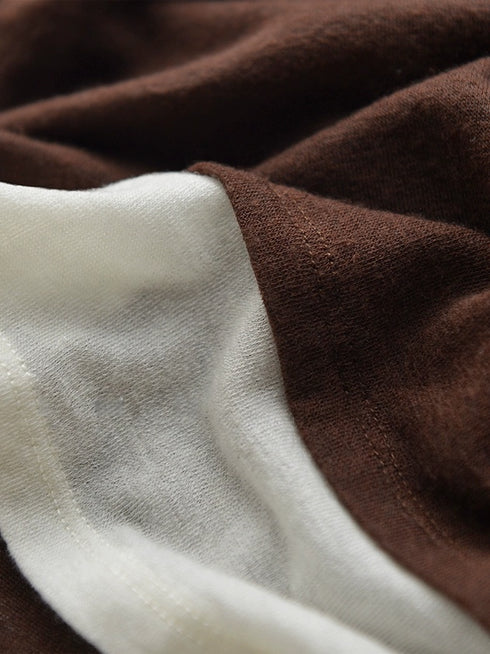 Two-Piece Wool Knit Sweater – Slim Fit Round Neck Long Sleeve Turtleneck with Color-Block Design