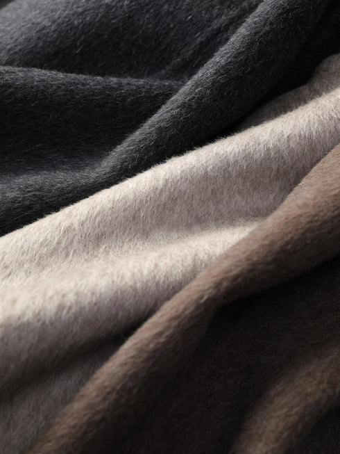 Tailored Wool, Camel & Yak Hair Coat with Complimentary Triangle Scarf – Old Money Style Double-Faced Wool Overcoat for Women Fall/Winter