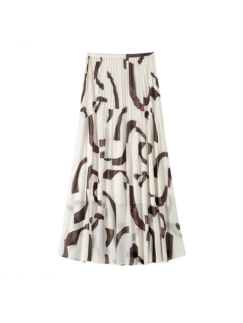 Geometric Logo Print Chiffon Skirt for Vacation & Commuting | Lightweight Elegant Women's Summer Skirt