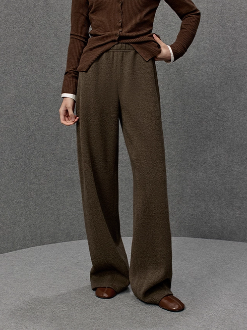 Women's Wool Straight-Leg Casual Pants – Curved Slimming Winter Trousers, New Arrival