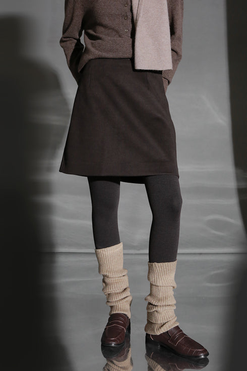 Silk-Cashmere A-Line Wool Mini Skirt for Women – High-Waist Slimming Winter Skirt, Versatile Style