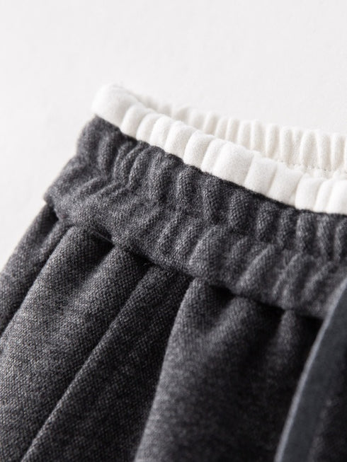 Wool Blend Drawstring Wide-Leg Pants – Color Block Casual Trousers for Women, Trendy Relaxed Fit Banana Pants for Autumn/Winter