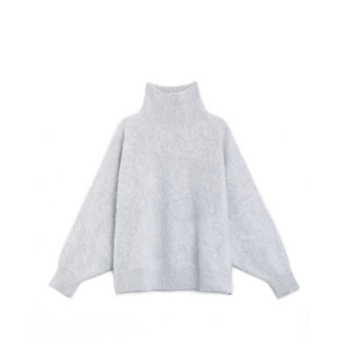 Heavyweight Brushed High-Neck Sweater for Women | Plush Fleece-Like Texture Winter Knit Pullover