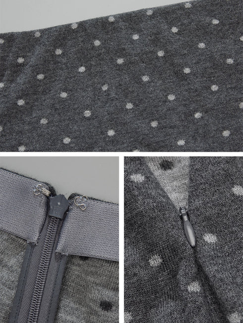 Vintage Double-Layer Jacquard Polka Dot Skirt | Mercerized Wool Knit Skirt
