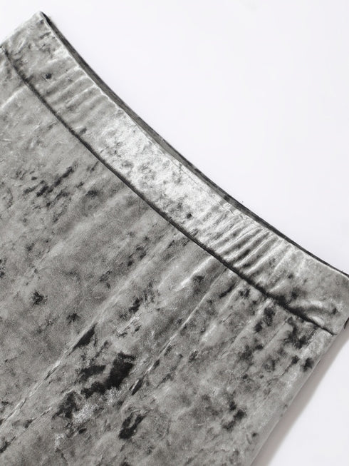 Luxury 100% Acetate Diamond-Velvet Skirt for Women — Bias-Cut Draped Fishtail French-Style Midi Skirt