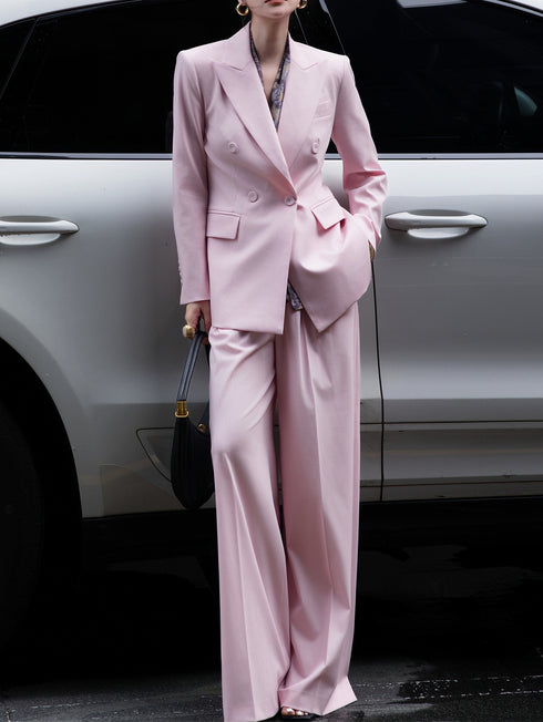 Autumn Designer Wide-Leg Suit – Adjustable Tie-Waist Professional Set with Complimentary Scarf