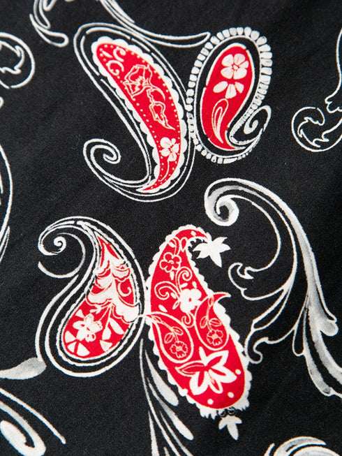 Paisley Nomad Series | 32S Cotton Poplin T-Back Shirt & High-Waist Skirt Set