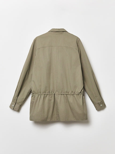 Autumn Retro High-Density Cotton Drawstring Dual-Collar Utility Jacket
