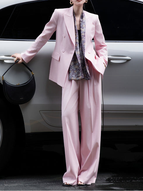 Autumn Designer Wide-Leg Suit – Adjustable Tie-Waist Professional Set with Complimentary Scarf