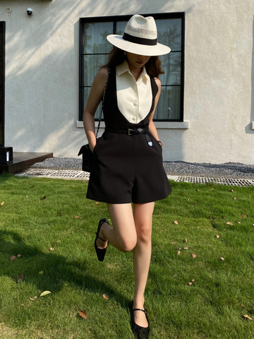 Spring Summer Sleeveless Patchwork Dress for Women – Slim Fit, Elegant, Age-Reducing Design