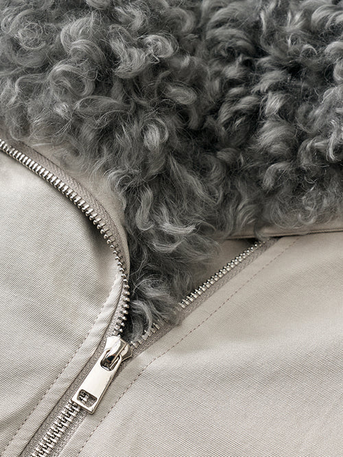 Detachable Shearling-Collar Down Parka for Women – 90% White Goose Down Winter Fur-Trim Coat