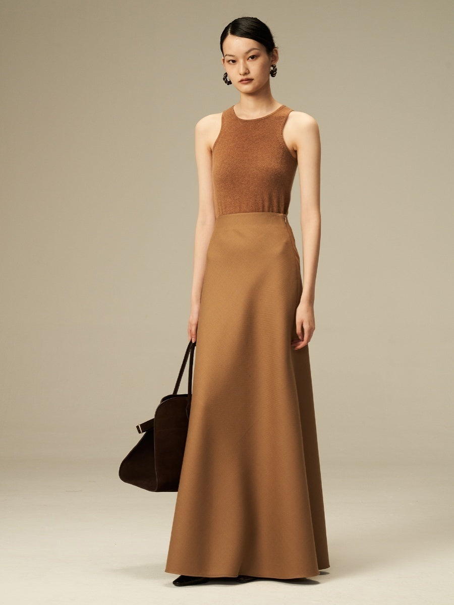 All-Season Commute Fishtail Wool Midi Skirt – Elegant Long-Length Design