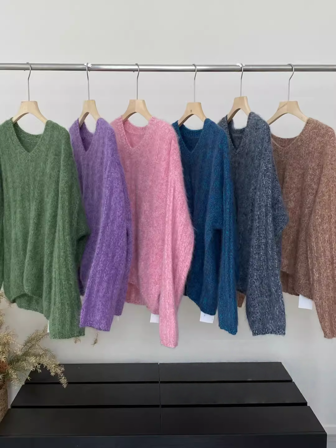 Women’s Wool Cashmere V-Neck Ribbed Knit Sweater | Soft Brushed Pullover with Relaxed Fit