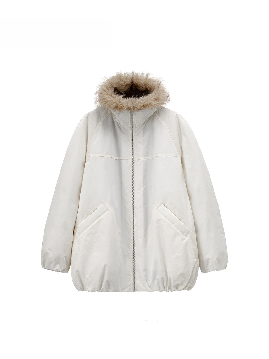 Eco-Friendly Faux Fur Flower Bud Collar Puffer Jacket | Stylish Short-Length & Versatile Women's Outerwear