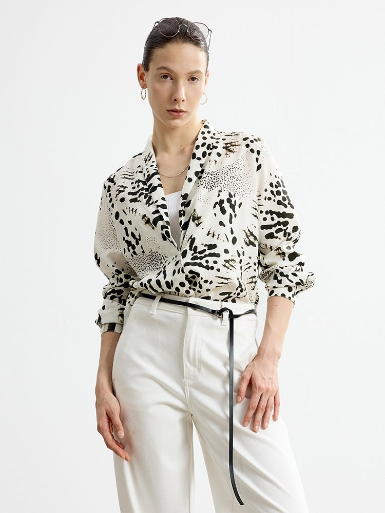 V-Neck Printed Blouse & Skirt Set – French Vacation Style, Sold Separately