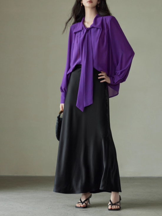 Premium Glossy Acetate Fishtail Skirt for Women — 45° Bias-Cut, Minimalist Draped Slimming Midi Skirt