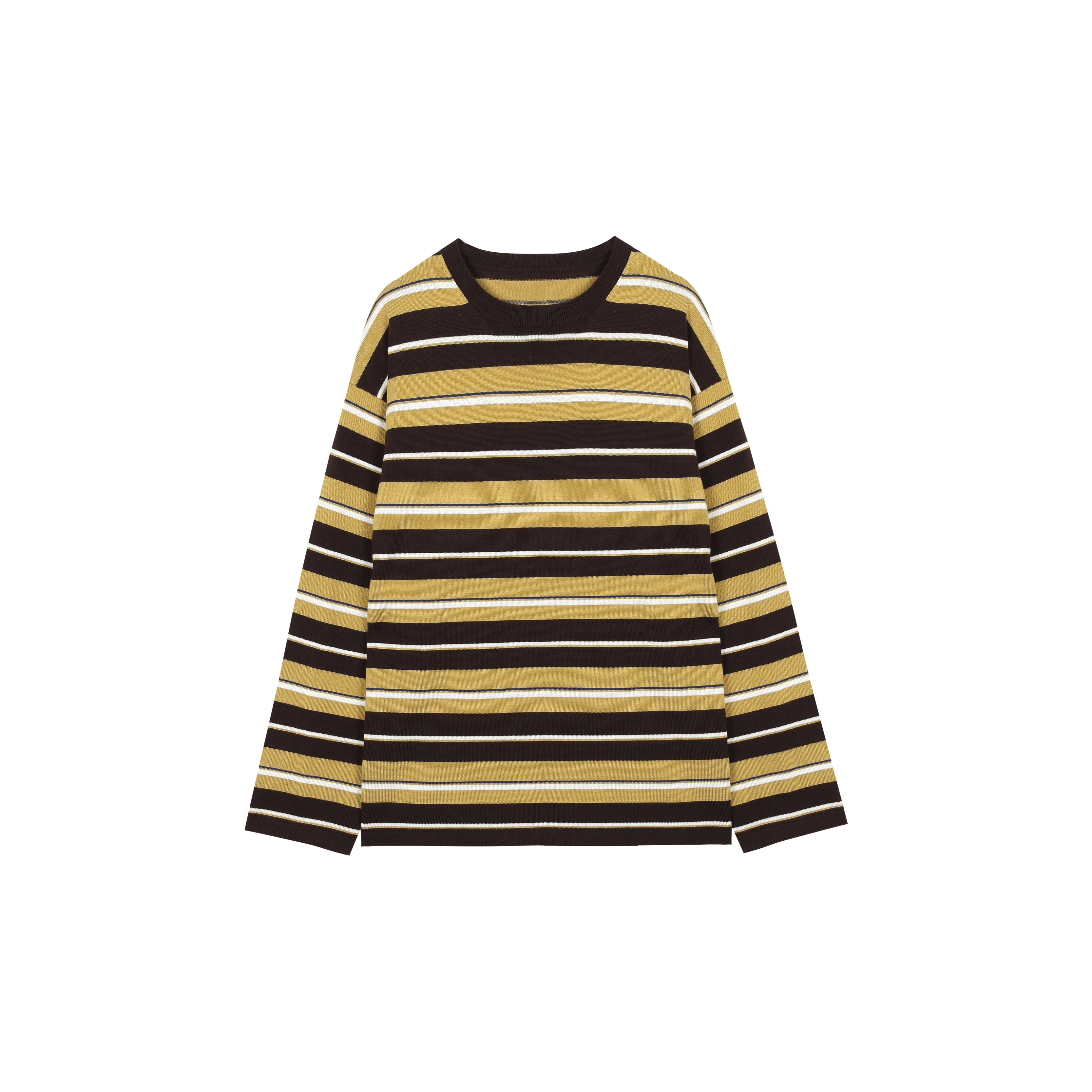 Washed Wool Striped Oversized Sweater for Women – Thick German-Style BIELLA Knit