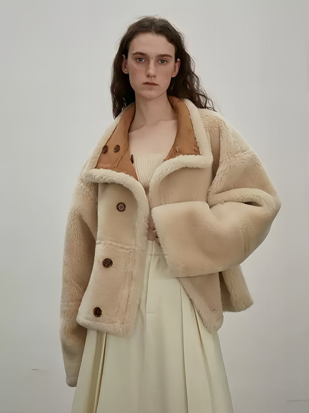 Reversible Moto Jacket for Women — Short Teddy Coat with New Zealand Sheepskin Shearling, Color-Block Suede & Premium PU Leather