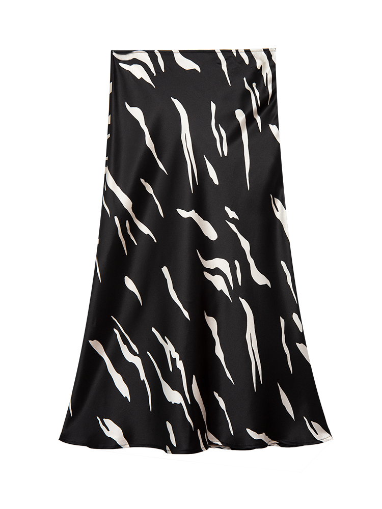 Mulberry Silk Satin Midi Skirt – Retro A-Line High-Waisted Design