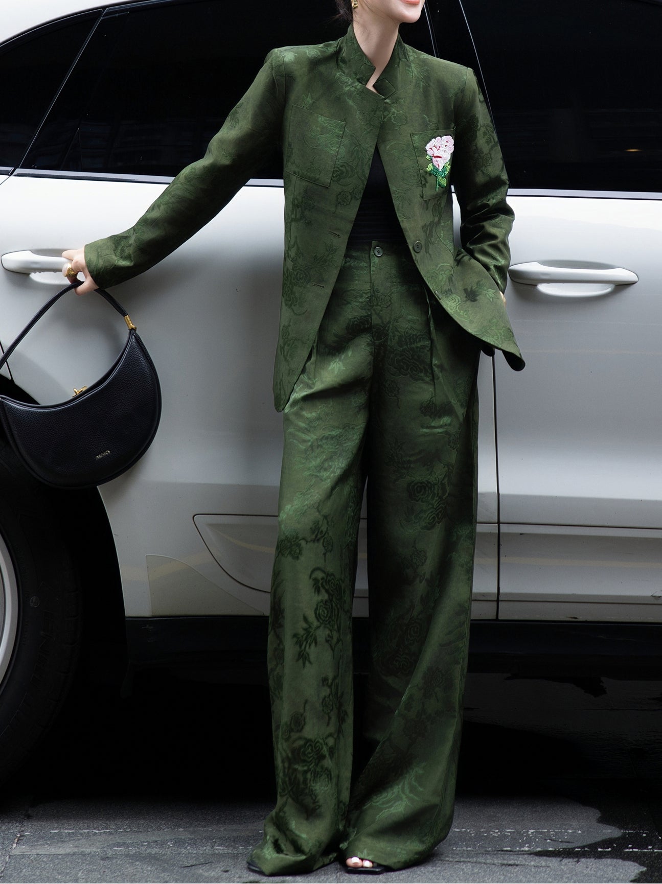 Jacquard Embroidered Blazer with Wide-Leg Pants – Made to Measure