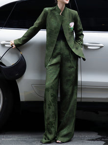 Jacquard Embroidered Blazer with Wide-Leg Pants – Made to Measure