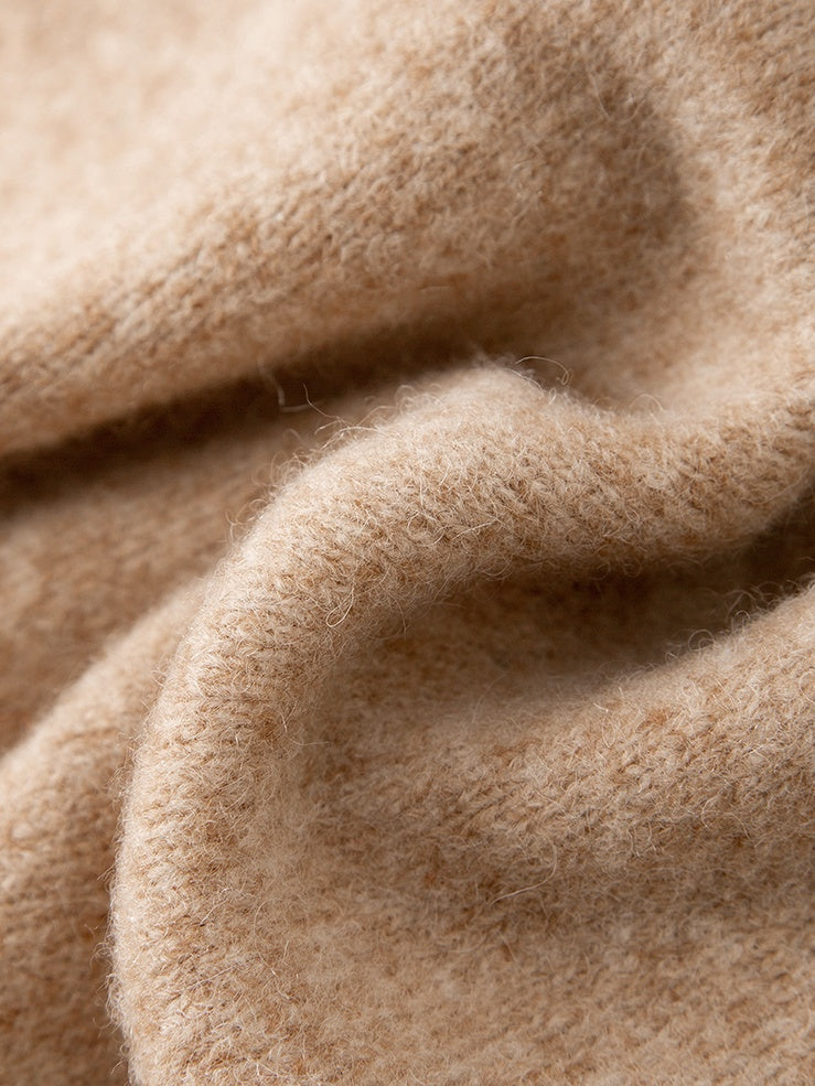 Golden Serpent Collection Wool Bouclé Knit V-Neck Vest – Loose Fit Winter Sweater Tank